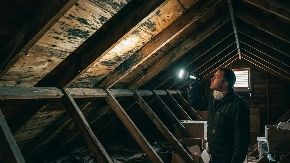 Attic Mold Remediation work in a Detroit property